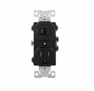 Eaton Wiring 15 Amp Combination Switch, Tamper Resistant, 125V, Black