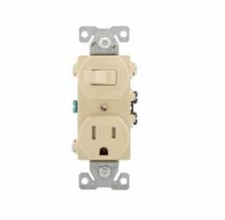 Eaton Wiring 15 Amp Combination Switch, Tamper Resistant, 125V, Ivory