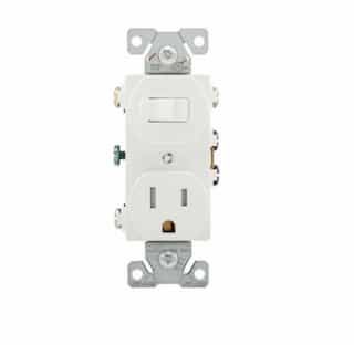 15 Amp Combination Switch, Tamper Resistant, 125V, White