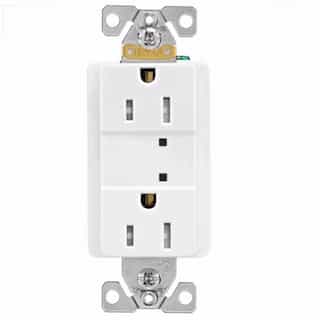 15A TR Surge Protection Duplex Receptacle, 2P3W, #14-10 AWG, 125V, WH