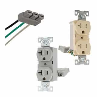 Eaton Wiring 15A TR Back & Side Wire Duplex Receptacle, 2-Pole, 3-Wire, 125V, Black