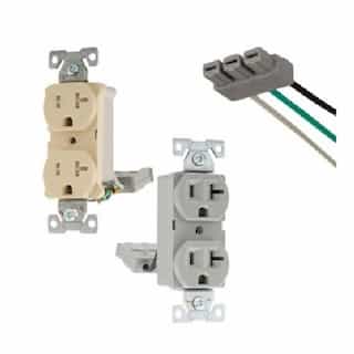 Eaton Wiring 15A TR Back & Side Wire Duplex Receptacle, 2-Pole, 3-Wire, 125V, Brown