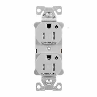 15 Amp Dual Controlled Duplex Receptacle, Tamper Resistant, Gray
