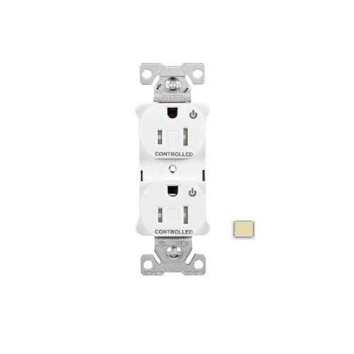 Eaton Wiring 15 Amp Dual Controlled Duplex Receptacle, Tamper Resistant, Ivory