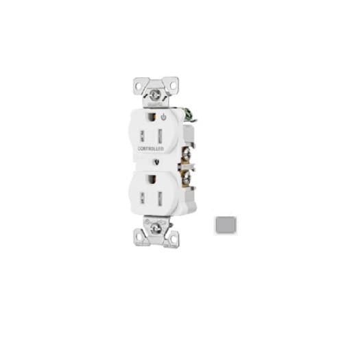Eaton Wiring 15 Amp Half Controlled Duplex Receptacle, Tamper Resistant, Gray