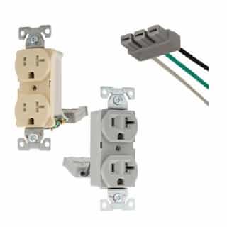15A TR Back & Side Wire Duplex Receptacle, 2-Pole, 3-Wire, 125V, White