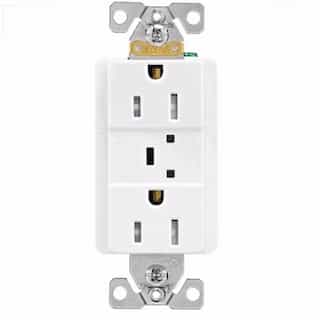 15A TR Surge Receptacle w/ LED Indicator and Alarm, 2P3W, 125V, White