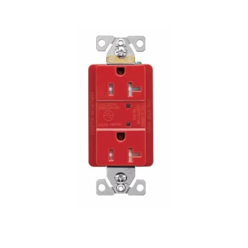 Eaton Wiring 20 Amp Duplex Receptacle w/LED Indicators, Commercial Grade, Red