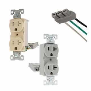 20A TR Back & Side Wire Duplex Receptacle, 2-Pole, 3-Wire, 125V, Black