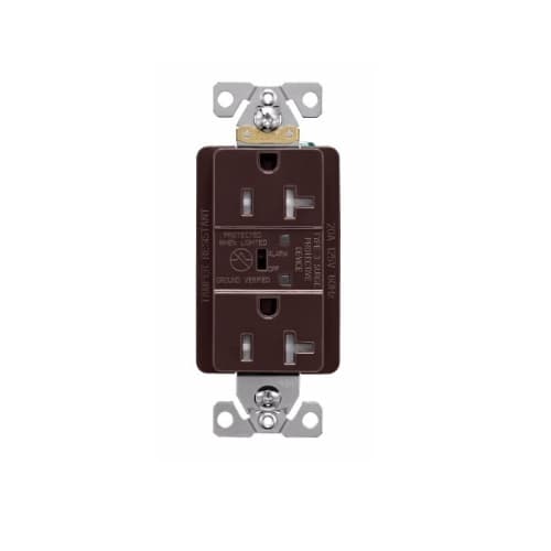 Eaton Wiring 20 Amp Duplex Receptacles w/Audible Alarm & LED Indicators, Commercial Grade, Brown