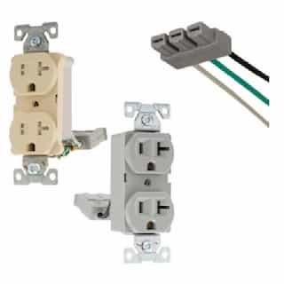 20A TR Dual Controlled Duplex Receptacle, 2-Pole, 3-Wire, 125V, Brown