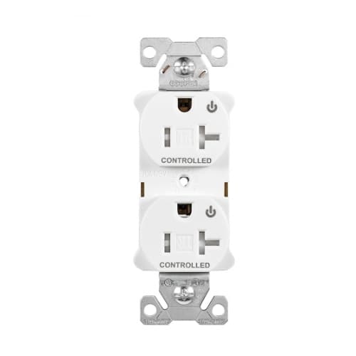 Eaton Wiring 20 Amp Dual Controlled Duplex Receptacle, Tamper Resistant, White