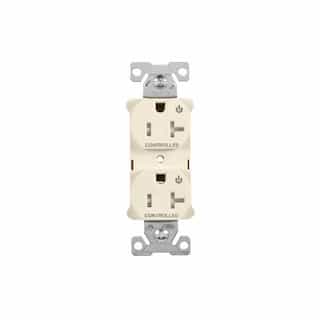 Eaton Wiring 20 Amp Half Controlled Duplex Receptacle, Tamper Resistant, Light Almond