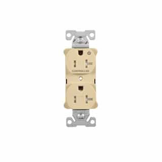 Eaton Wiring Arrow Hart 20 Amp Half Controlled Duplex Receptacle, Tamper Resistant, Ivory