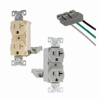 Eaton Wiring 20A TR Back & Side Wire Duplex Receptacle, 2-Pole, 3-Wire, 125V, Gray