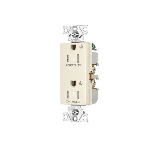 Eaton Wiring Arrow Hart 15 Amp Dual Controlled Decorator Receptacle, Tamper Resistant, Light Almond