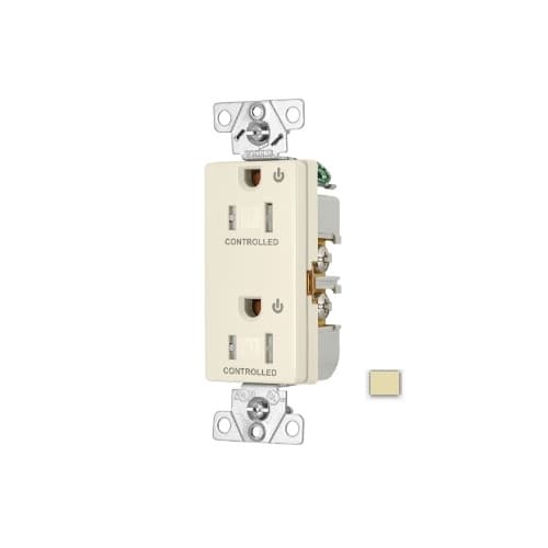 Eaton Wiring Arrow Hart 15 Amp Dual Controlled Decorator Receptacle, Tamper Resistant, Ivory