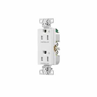 Arrow Hart 15 Amp Dual Controlled Decorator Receptacle, Tamper Resistant, White
