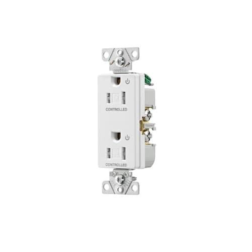 Eaton Wiring Arrow Hart 15 Amp Dual Controlled Decorator Receptacle, Tamper Resistant, White