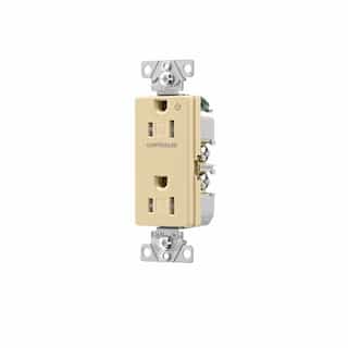 Eaton Wiring Arrow Hart 15 Amp Half Controlled Decorator Receptacle, Tamper Resistant, Ivory