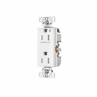 Eaton Wiring Arrow Hart 15 Amp Half Controlled Decorator Receptacle, Tamper Resistant, White