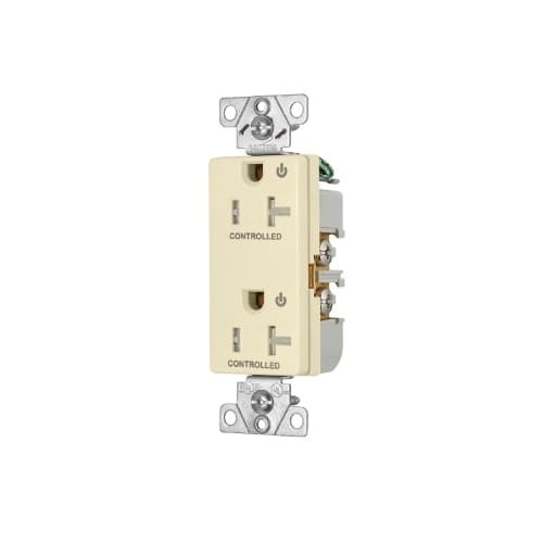 Eaton Wiring 20 Amp Dual Controlled Decorator Receptacle, Tamper Resistant, Construction Grade, Almond