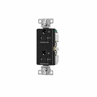 Eaton Wiring 20 Amp Dual Controlled Decorator Receptacle, Tamper Resistant, Construction Grade, Black