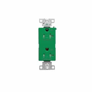 Eaton Wiring 20 Amp Dual Controlled Decorator Receptacle, Tamper Resistant, Construction Grade, Green