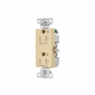 Eaton Wiring 20 Amp Dual Controlled Decorator Receptacle, Tamper Resistant, Construction Grade, Ivory