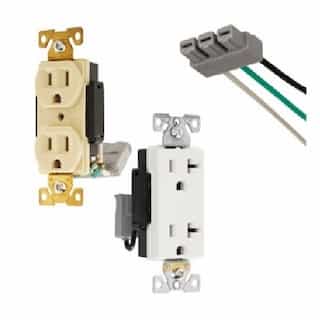 Eaton Wiring 20A TR Decora Dual Controlled Duplex Receptacle, 2P3W, 125V, Ivory
