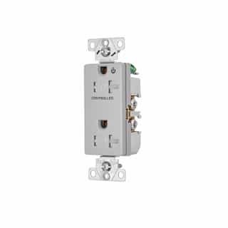 Eaton Wiring 20 Amp Half Controlled Decorator Receptacle, Tamper Resistant, Construction Grade, Gray