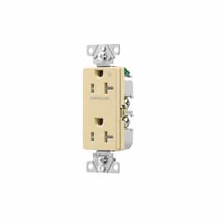Eaton Wiring 20 Amp Half Controlled Decorator Receptacle, Tamper Resistant, Construction Grade, Ivory