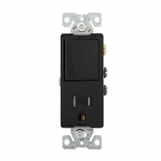 15A TR Switch/Duplex Combo Receptacle, 1-Pole, #14-12 AWG, 125V, Black