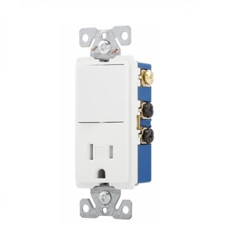 15 Amp Decora Switch w/ Receptacle, Tamper Resistant, White