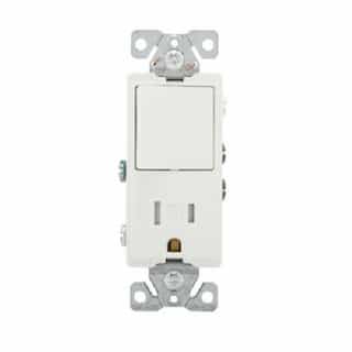 15A TR Decora Switch/Duplex Combo Receptacle, 1-Pole, 125V, White