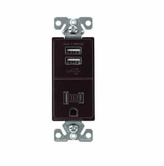 Eaton Wiring 2.4 Amp USB Charger w/ Receptacle, Combo,Tamper Resistant, Brown