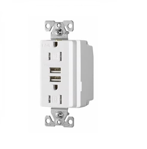 Eaton Wiring 3.1 Amp USB Charger w/ Receptacle, Combo, Tamper Resistant, White