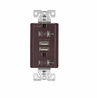 Eaton Wiring 3 Amp USB Charger w/ Receptacle, Combo, Tamper Resistant, Brown