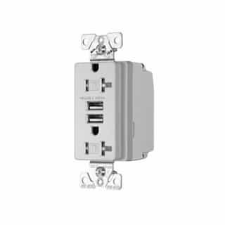Eaton Wiring 20 Amp Tamper-Resistant Duplex Receptacle, 3.1 Amp USB, 125V, Silver