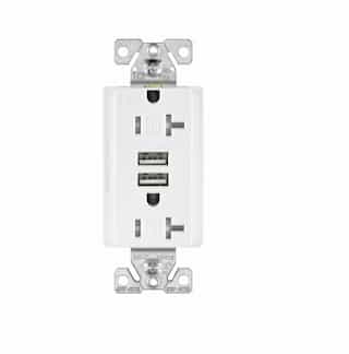 Eaton Wiring 3 Amp USB Charger w/ Receptacle, Combo, Tamper Resistant, White