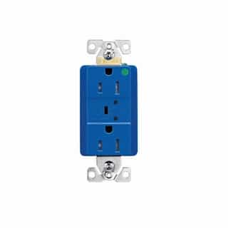 Eaton Wiring 15 Amp Surge Protection Receptacle w/Audible Alarm & LED Indicators, Blue