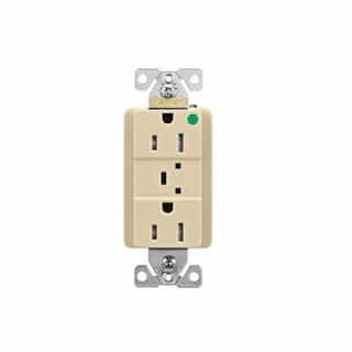 Eaton Wiring 15 Amp Surge Protection Receptacle w/Audible Alarm & LED Indicators, Ivory