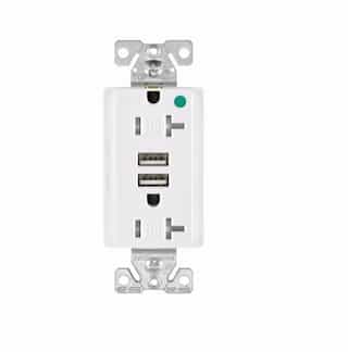 Eaton Wiring 3.1 Amp USB Charger w/ Duplex Receptacle, NEMA 5-20R, White