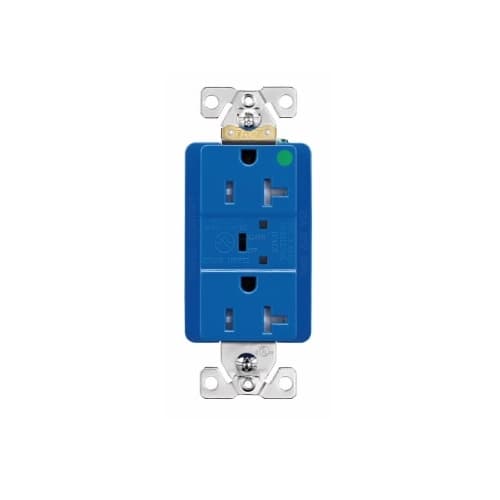 20 Amp Surge Protection Receptacle w/Audible Alarm & LED Indicators, Blue