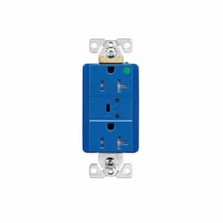 Eaton Wiring 20 Amp Surge Protection Receptacle w/Audible Alarm & LED Indicators, Blue
