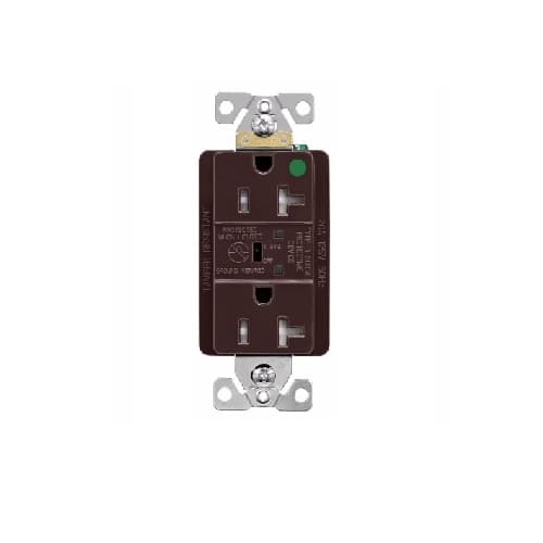 20 Amp Surge Protection Receptacle w/Audible Alarm & LED Indicators, Brown