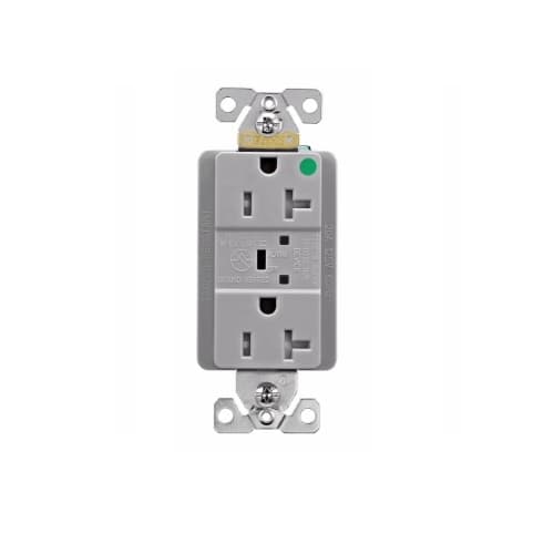 Eaton Wiring 20 Amp Surge Protection Receptacle w/Audible Alarm & LED Indicators, Gray