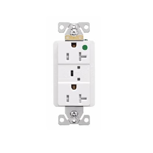 20 Amp Surge Protection Receptacle w/Audible Alarm & LED Indicators, White