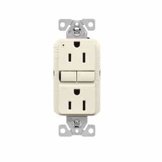Eaton Wiring 15A TR Slim Self-Test GFCI Receptacle Outlet, 125V, Light Almond