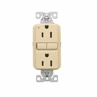 Eaton Wiring 15A TR Slim Self-Test GFCI Receptacle Outlet, 125V, Ivory